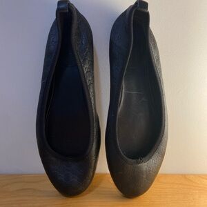 GUCCI Black Leather Ballet Flats